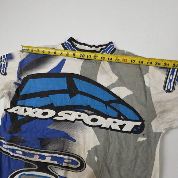 Vintage AXO Sport Shirt Mens Large Blue White Motocross Racing Jersey 90s - Picture 5 of 9